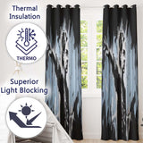 Female Activist Black and Blue Graffiti Unique Distinctive Artwork for Home Decor Readymade Eyelet Ring Top Thermal 100% Blackout Curtains