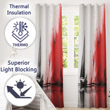 Black Sailing Boat with Red Abstract Splash Unique Elegant Artwork for Home Decor Readymade Eyelet Ring Top Thermal 100% Blackout Curtains
