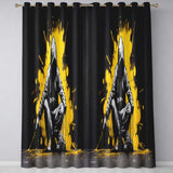 Hooded Figure with Yellow Paint Splash Artistic Artwork for Modern Interior Decor Readymade Eyelet Ring Top Thermal 100% Blackout Curtains