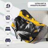 Hooded Figure with Yellow Paint Splash, Decorative Wall Art Style, Thoughtful Housewarming Gift - Super Soft Fleece Blanket Bed Sofa Throw