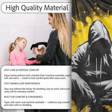 Hooded Figure with Yellow Paint Splash, Decorative Wall Art Style, Thoughtful Housewarming Gift - Super Soft Fleece Blanket Bed Sofa Throw