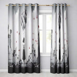 Girl Holding Silver Balloons in Ruined City Vibrant Unique Artwork for Home Decor Readymade Eyelet Ring Top Thermal 100% Blackout Curtains