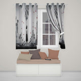 Girl Holding Silver Balloons in Ruined City Vibrant Unique Artwork for Home Decor Readymade Eyelet Ring Top Thermal 100% Blackout Curtains