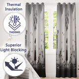 Girl Holding Silver Balloons in Ruined City Vibrant Unique Artwork for Home Decor Readymade Eyelet Ring Top Thermal 100% Blackout Curtains