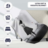 Girl Holding Silver Balloons in Ruined City, Bedroom Living Room Accent, Unique Artistic Design - Super Soft Fleece Blanket Bed Sofa Throw