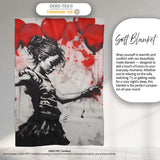 Dancing Girl with Red Balloons Street Art, Bedroom Living Room Accent, Comfortable Everyday Use - Super Soft Fleece Blanket Bed Sofa Throw