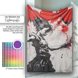 Dancing Girl with Red Balloons Street Art, Bedroom Living Room Accent, Comfortable Everyday Use - Super Soft Fleece Blanket Bed Sofa Throw