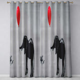 Elephant Holding Red Balloon Minimalist Decorative Stylish Artwork for Home Decor Readymade Eyelet Ring Top Thermal 100% Blackout Curtains