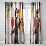 Girl Reaching for Red and Yellow Balloons Graffiti Decorative Artistic Home Decor Readymade Eyelet Ring Top Thermal 100% Blackout Curtains