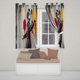 Girl Reaching for Red and Yellow Balloons Graffiti Decorative Artistic Home Decor Readymade Eyelet Ring Top Thermal 100% Blackout Curtains