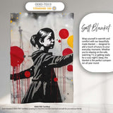 Girl Reaching for Red and Yellow Balloons Graffiti, All Season Comfort, Stylish Room Decoration - Super Soft Fleece Blanket Bed Sofa Throw
