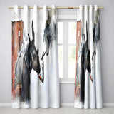 Smoking Donkey Watercolour Urban Street Art Modern Elegant Artwork for Home Decor Readymade Eyelet Ring Top Thermal 100% Blackout Curtains