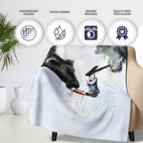 Smoking Donkey Watercolour Urban Street Art, Bedroom Living Room Accent, Unique Artistic Design - Super Soft Fleece Blanket Bed Sofa Throw