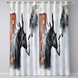 Smoking Donkey Watercolour Urban Street Art Modern Elegant Artwork for Home Decor Readymade Eyelet Ring Top Thermal 100% Blackout Curtains