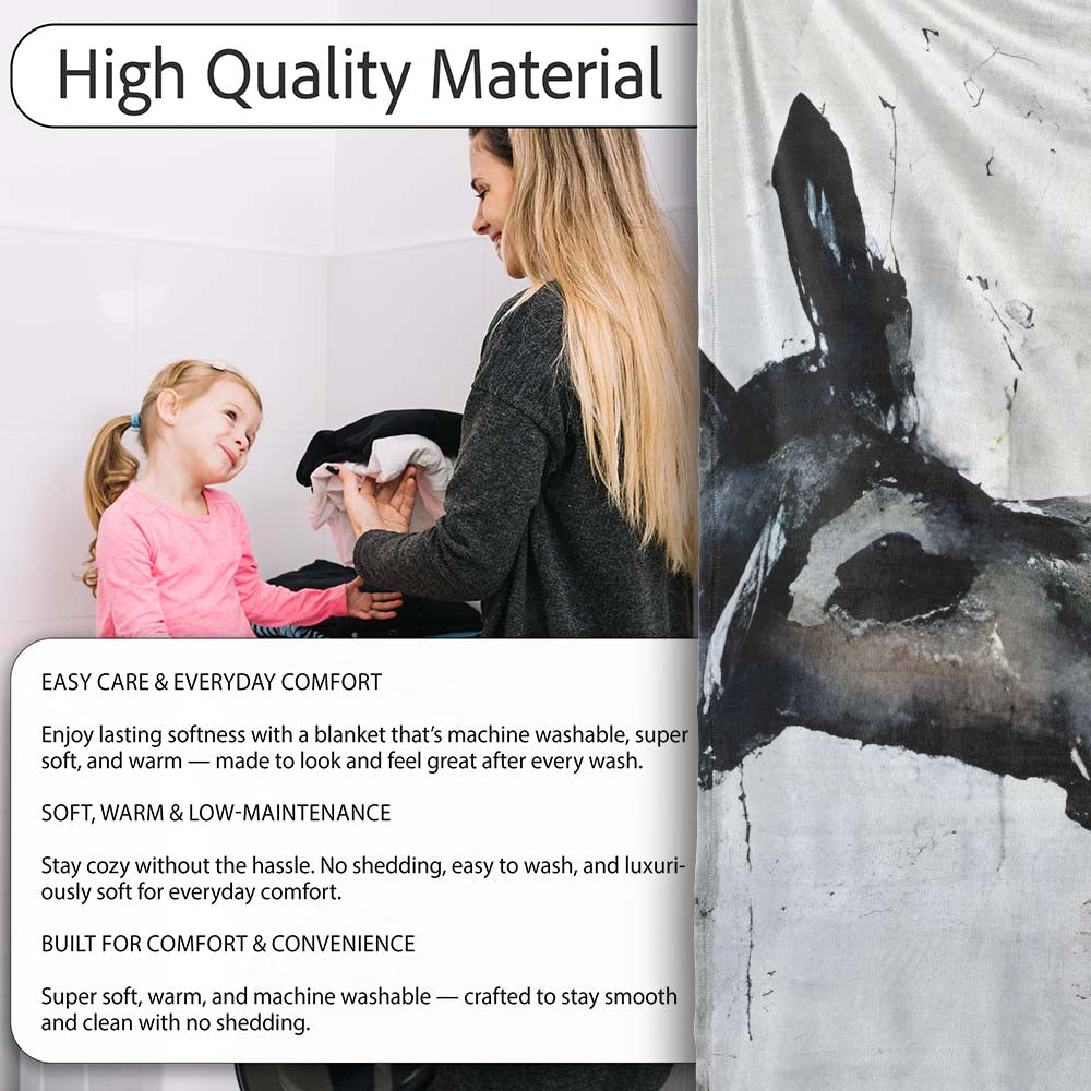 Smoking Donkey Watercolour Urban Street Art, Bedroom Living Room Accent, Unique Artistic Design - Super Soft Fleece Blanket Bed Sofa Throw