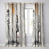 Woman in Black and White Dress Urban Graffiti Bold Vibrant Artwork for Home Decor Readymade Eyelet Ring Top Thermal 100% Blackout Curtains