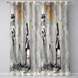 Woman in Black and White Dress Urban Graffiti Bold Vibrant Artwork for Home Decor Readymade Eyelet Ring Top Thermal 100% Blackout Curtains