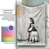 Woman in Black and White Dress Urban Graffiti, All Season Comfort, Thoughtful Housewarming Gift - Super Soft Fleece Blanket Bed Sofa Throw