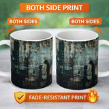 Couple Holding Hands City Silhouette Street Art 11oz Ceramic Coffee Tea Mug White Large Handle