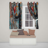 Man Holding Red Heart on Textured Graffiti Wall Vibrant Artwork for Bedroom Decor Readymade Eyelet Ring Top Thermal 100% Blackout Curtains