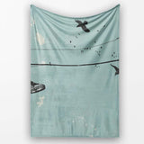 Black Trainers on Blue Washing Line Minimal Street Art, Decorative Comfortable Everyday Comfort - Super Soft Fleece Blanket Bed Sofa Throw