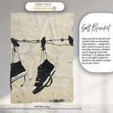 Black Trainers Hanging from Barbed Wire Graffiti, All Season Comfort, Decorative Wall Art Style - Super Soft Fleece Blanket Bed Sofa Throw
