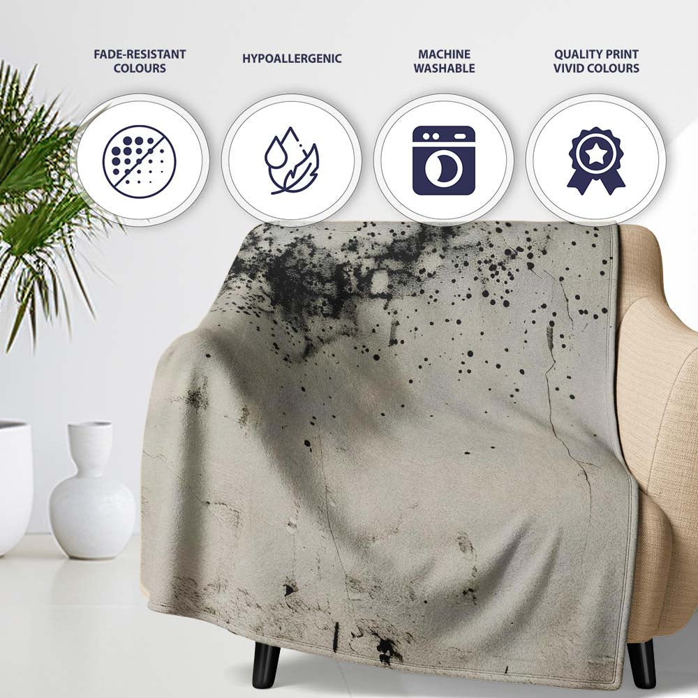Child Silhouette Blowing Black Paint Dust Street Art, Lightweight Comfortable Decorative Accent - Super Soft Fleece Blanket Bed Sofa Throw