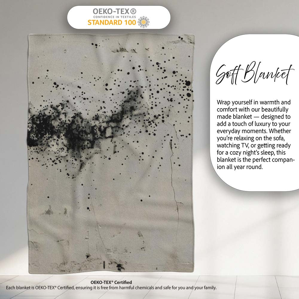Child Silhouette Blowing Black Paint Dust Street Art, Lightweight Comfortable Decorative Accent - Super Soft Fleece Blanket Bed Sofa Throw