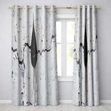 Black Hooded Face on Cracked White Wall Graffiti Modern Artwork for Bedroom Decor Readymade Eyelet Ring Top Thermal 100% Blackout Curtains