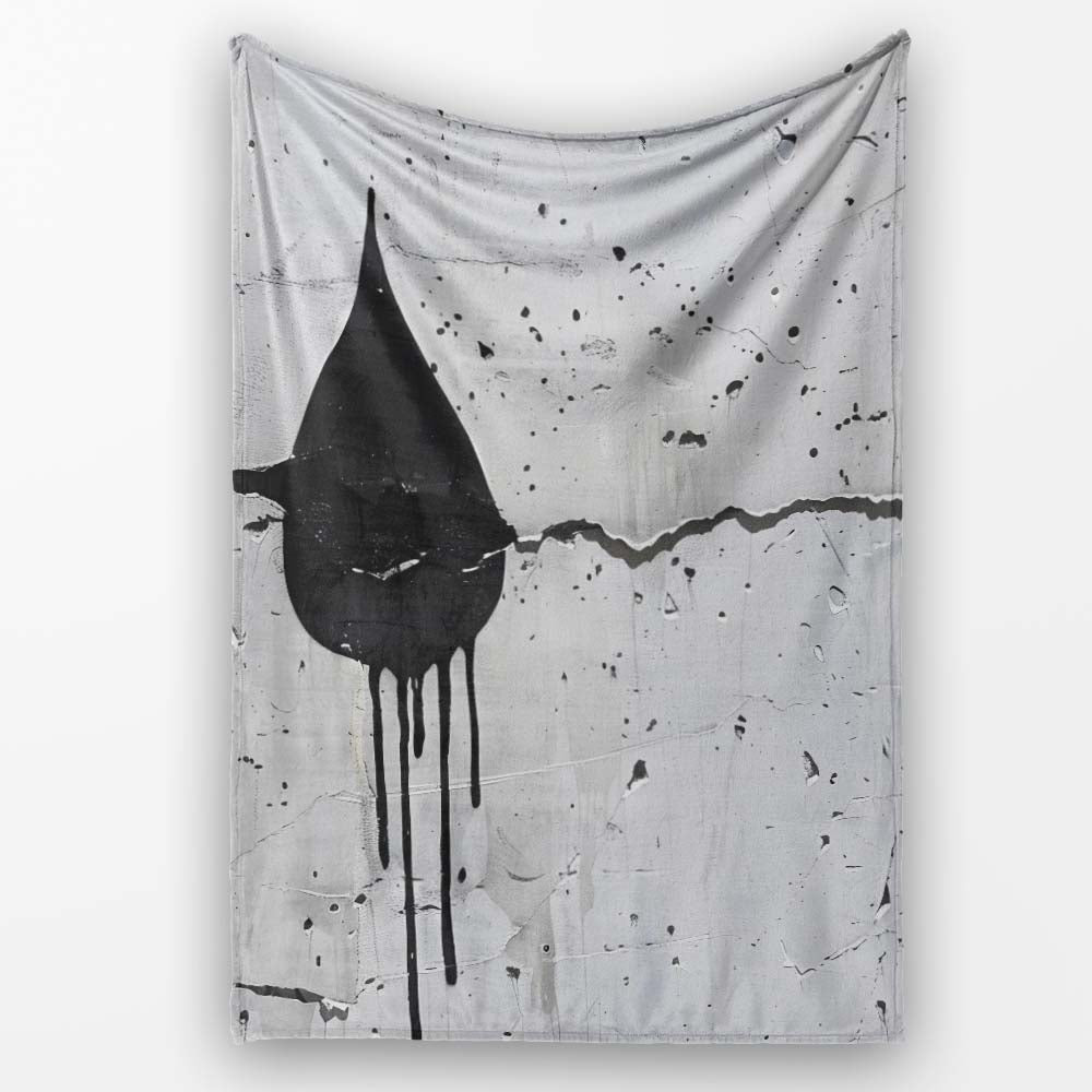 Black Hooded Face on Cracked White Wall Graffiti, All Season Comfort, Gift for Adults and Teens - Super Soft Fleece Blanket Bed Sofa Throw
