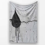 Black Hooded Face on Cracked White Wall Graffiti, All Season Comfort, Gift for Adults and Teens - Super Soft Fleece Blanket Bed Sofa Throw