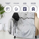 Black Hooded Face on Cracked White Wall Graffiti, All Season Comfort, Gift for Adults and Teens - Super Soft Fleece Blanket Bed Sofa Throw