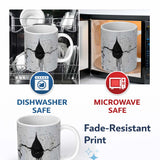 Black Hooded Face on Cracked White Wall Graffiti 11oz Ceramic Coffee Tea Mug White Large Handle