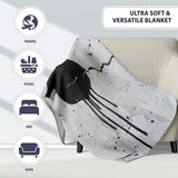 Black Hooded Face on Cracked White Wall Graffiti, All Season Comfort, Gift for Adults and Teens - Super Soft Fleece Blanket Bed Sofa Throw