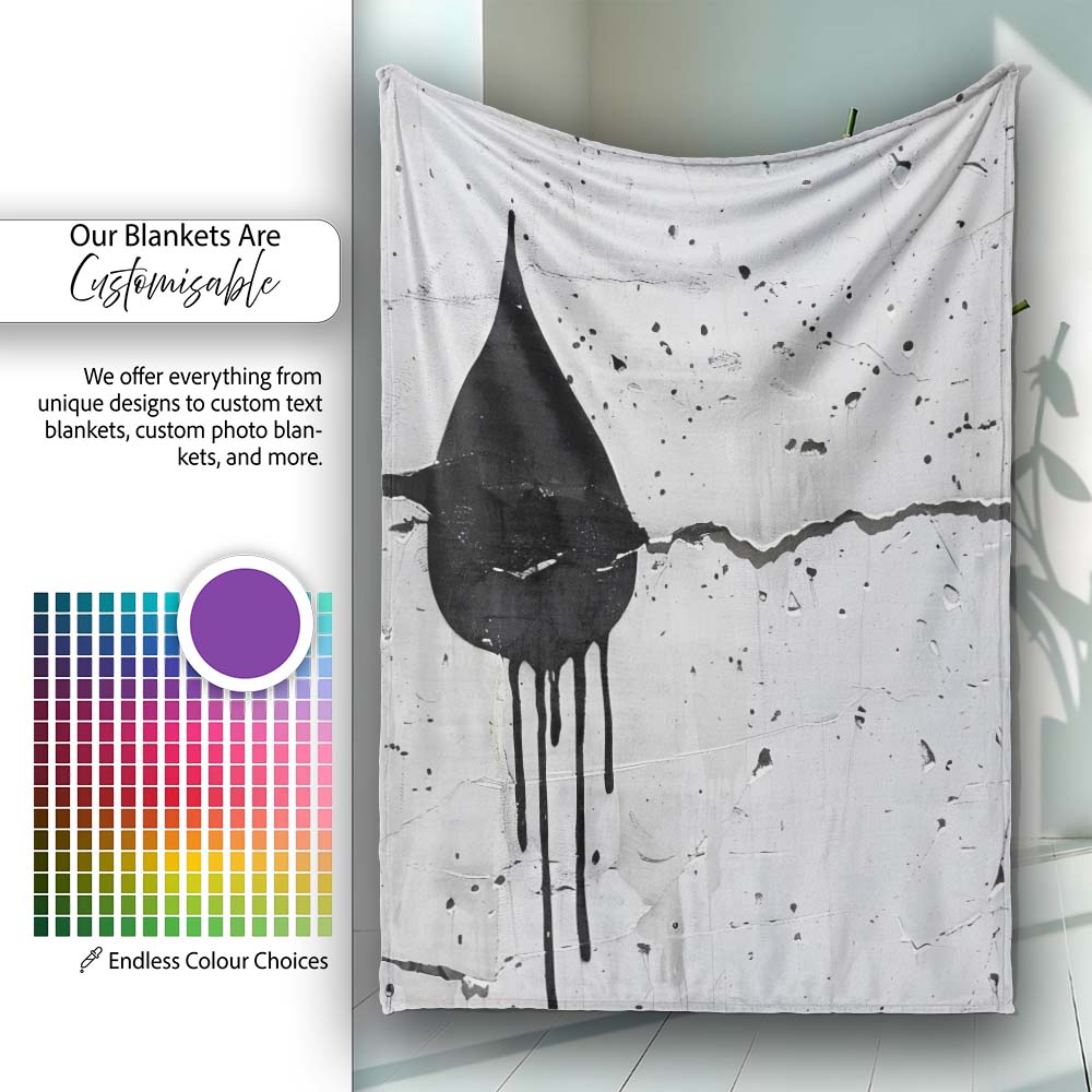 Black Hooded Face on Cracked White Wall Graffiti, All Season Comfort, Gift for Adults and Teens - Super Soft Fleece Blanket Bed Sofa Throw