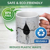 Black Hooded Face on Cracked White Wall Graffiti 11oz Ceramic Coffee Tea Mug White Large Handle