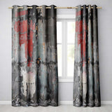 Lone Figure by Distressed Red Grey Urban Wall Stylish Bold Artwork for Home Decor Readymade Eyelet Ring Top Thermal 100% Blackout Curtains