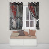 Lone Figure by Distressed Red Grey Urban Wall Stylish Bold Artwork for Home Decor Readymade Eyelet Ring Top Thermal 100% Blackout Curtains