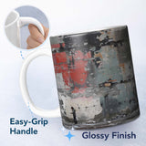 Lone Figure by Distressed Red Grey Urban Wall 11oz Ceramic Coffee Tea Mug White Large Handle