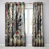 Collage Hand Holding City Newspaper Street Art Creative Artwork for Bedroom Decor Readymade Eyelet Ring Top Thermal 100% Blackout Curtains