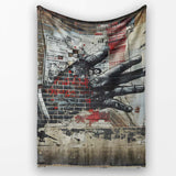 Collage Hand Holding City Newspaper Street Art, Lightweight Warm Gift, Comfortable Everyday Use - Super Soft Fleece Blanket Bed Sofa Throw