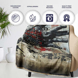 Collage Hand Holding City Newspaper Street Art, Lightweight Warm Gift, Comfortable Everyday Use - Super Soft Fleece Blanket Bed Sofa Throw
