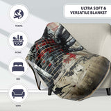 Collage Hand Holding City Newspaper Street Art, Lightweight Warm Gift, Comfortable Everyday Use - Super Soft Fleece Blanket Bed Sofa Throw