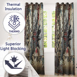 Collage Hand Holding City Newspaper Street Art Creative Artwork for Bedroom Decor Readymade Eyelet Ring Top Thermal 100% Blackout Curtains