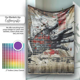 Collage Hand Holding City Newspaper Street Art, Lightweight Warm Gift, Comfortable Everyday Use - Super Soft Fleece Blanket Bed Sofa Throw
