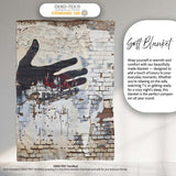 Black Hand Cityscape on Weathered Brick Wall, Comfortable Everyday Use, Stylish Room Decoration - Super Soft Fleece Blanket Bed Sofa Throw