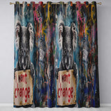 Koala Holding Change Sign Colourful Graffiti Bold Artistic Artwork for Home Decor Readymade Eyelet Ring Top Thermal 100% Blackout Curtains