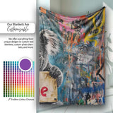 Koala Holding Change Sign Colourful Graffiti, Comfortable Everyday Use, Stylish Room Decoration - Super Soft Fleece Blanket Bed Sofa Throw