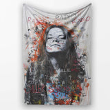 Woman Portrait with Graffiti Writing Urban Pop Art, All Season Comfort, Stylish Room Decoration - Super Soft Fleece Blanket Bed Sofa Throw