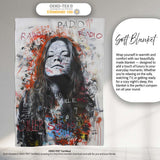 Woman Portrait with Graffiti Writing Urban Pop Art, All Season Comfort, Stylish Room Decoration - Super Soft Fleece Blanket Bed Sofa Throw